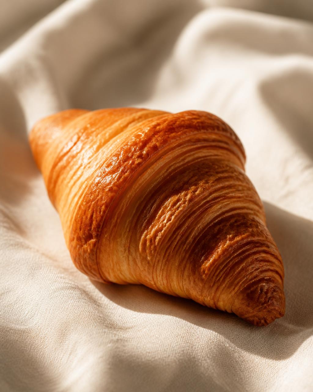 Croissant pur beurre au feuilletage doré