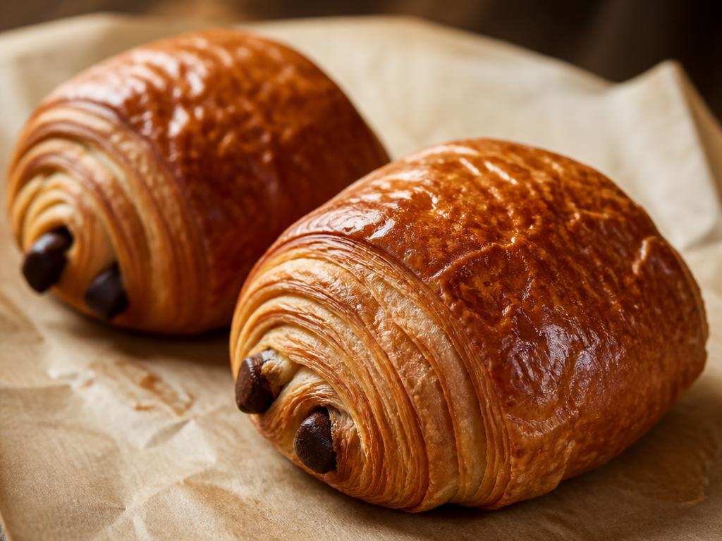 Pains au chocolat sortis du four